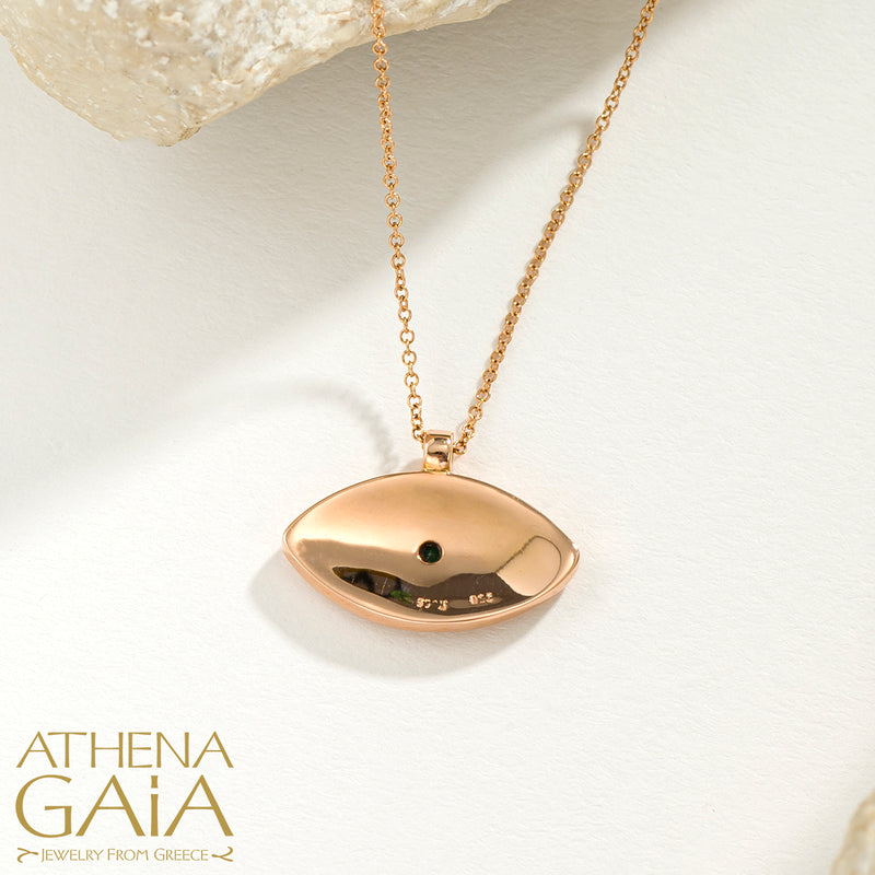 Enamel Mati Evil Eye Necklace - 14k Gold Necklace