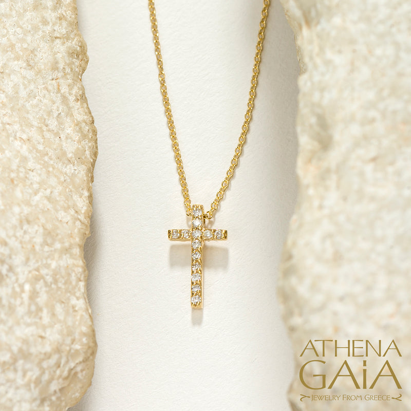 Diamond Dash Cross - 18k Gold -Latin Cross