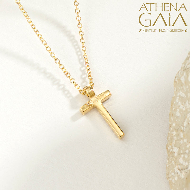 Diamond Dash Cross - 18k Gold -Latin Cross