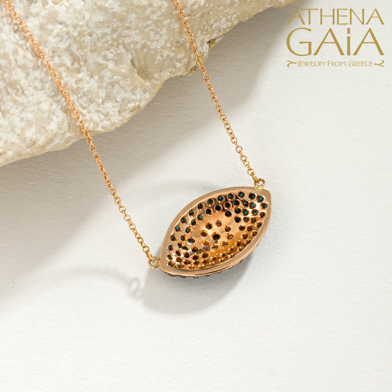 Full Pave Mati Evil Eye Necklace - 14k Gold Necklace