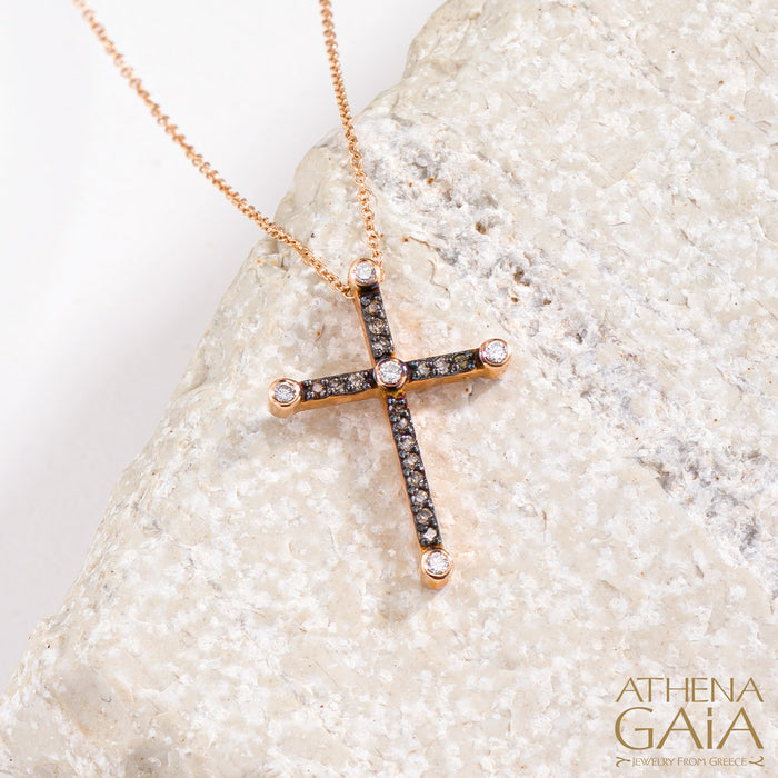 18k Gold Diamond Latin Cross