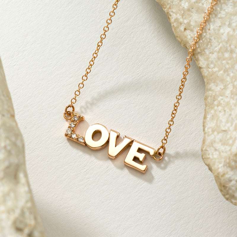 Personalized Name with Diamonds Necklace - 14k Gold Necklace