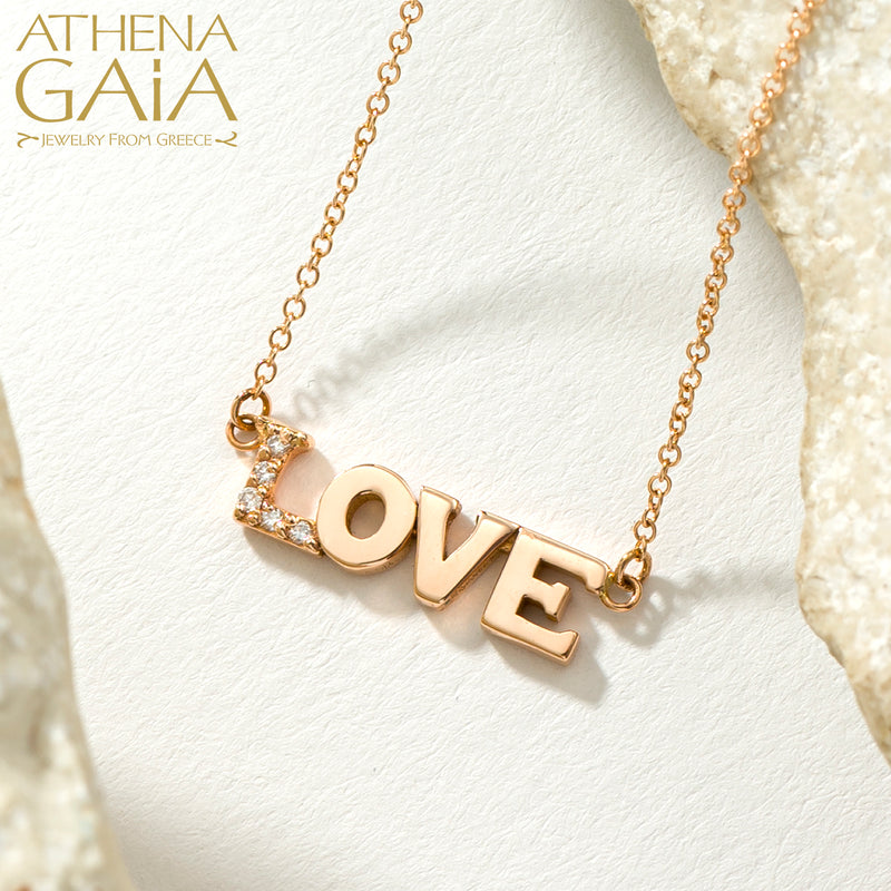 Personalized Name with Diamonds Necklace - 14k Gold Necklace