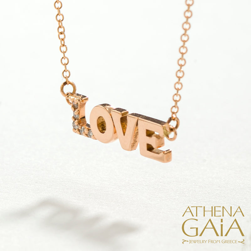 Personalized Name with Diamonds Necklace - 14k Gold Necklace