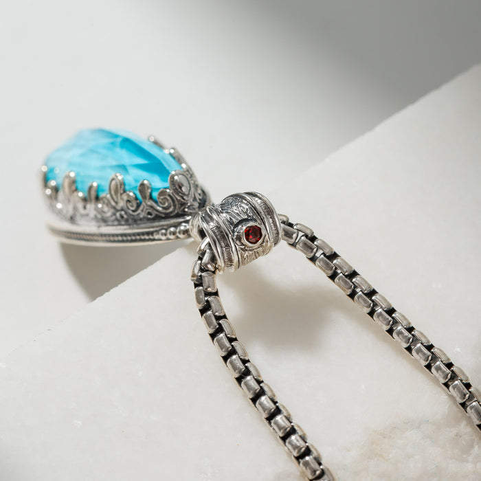 Pop Rocks Aegean Long Teardrop Pendant - Sterling Silver Pendant