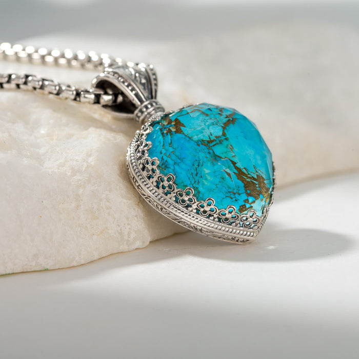 Pop Rocks Crown Bezel Heart Pendant - Sterling Silver Pendant