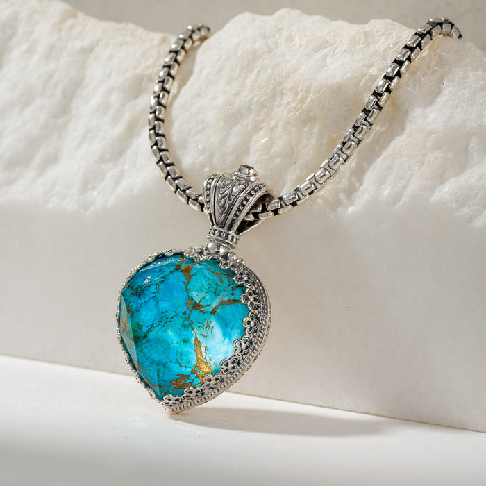 Pop Rocks Crown Bezel Heart Pendant - Sterling Silver Pendant