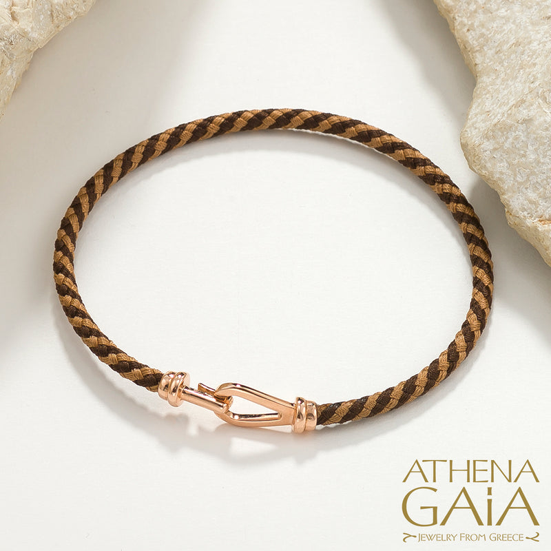 Chania Gold Clasp Cord Bracelet - 18k Gold Bracelet