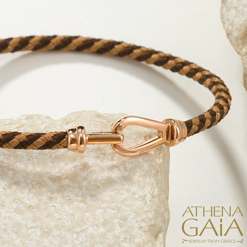 Chania Gold Clasp Cord Bracelet - 18k Gold Bracelet
