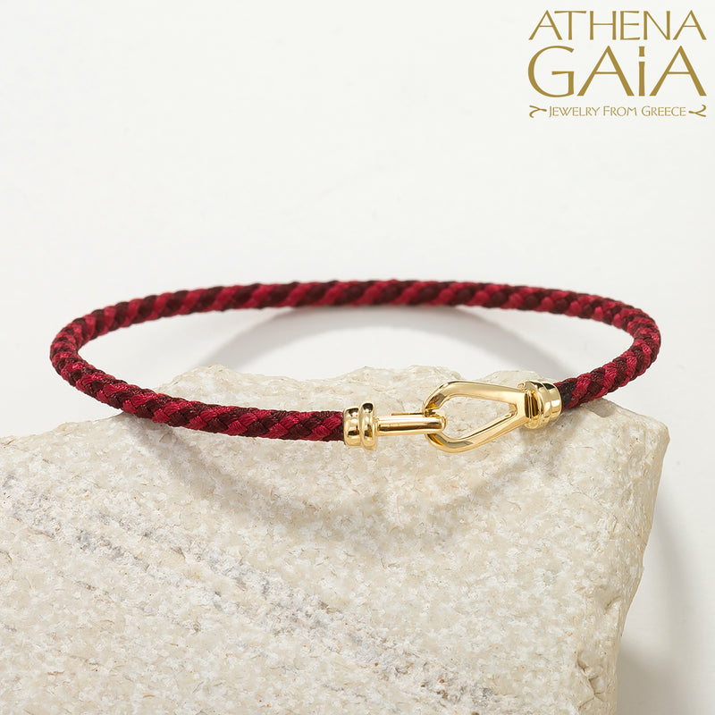 Chania Gold Clasp Cord Bracelet - 18k Gold Bracelet