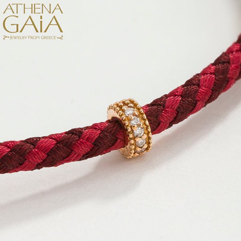 Karpathos Double Cord with Diamond Bracelet - 14k Gold Bracelet