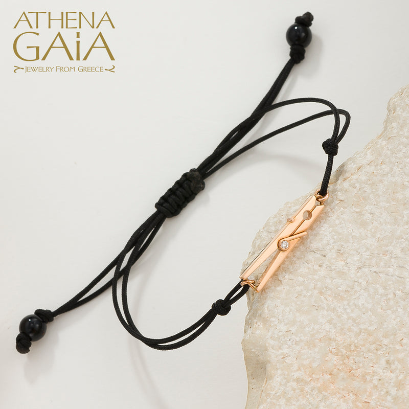 Golden Clip - Adjustable Cord with Diamond Bracelet - 18k Gold Bracelet