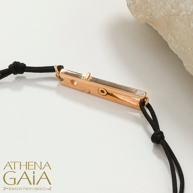 Golden Clip - Adjustable Cord with Diamond Bracelet - 18k Gold Bracelet