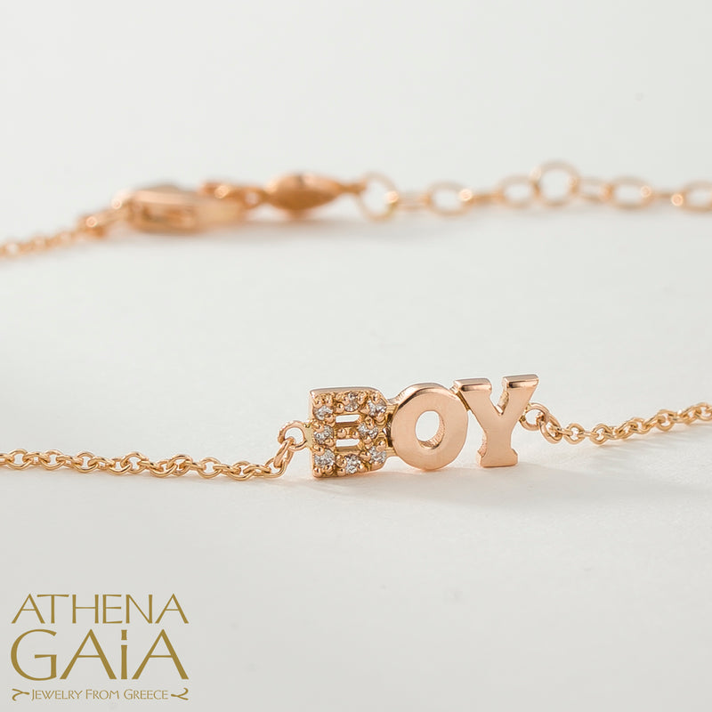 Personalized Gold and Diamonds Bracelet - 14k Gold Bracelet