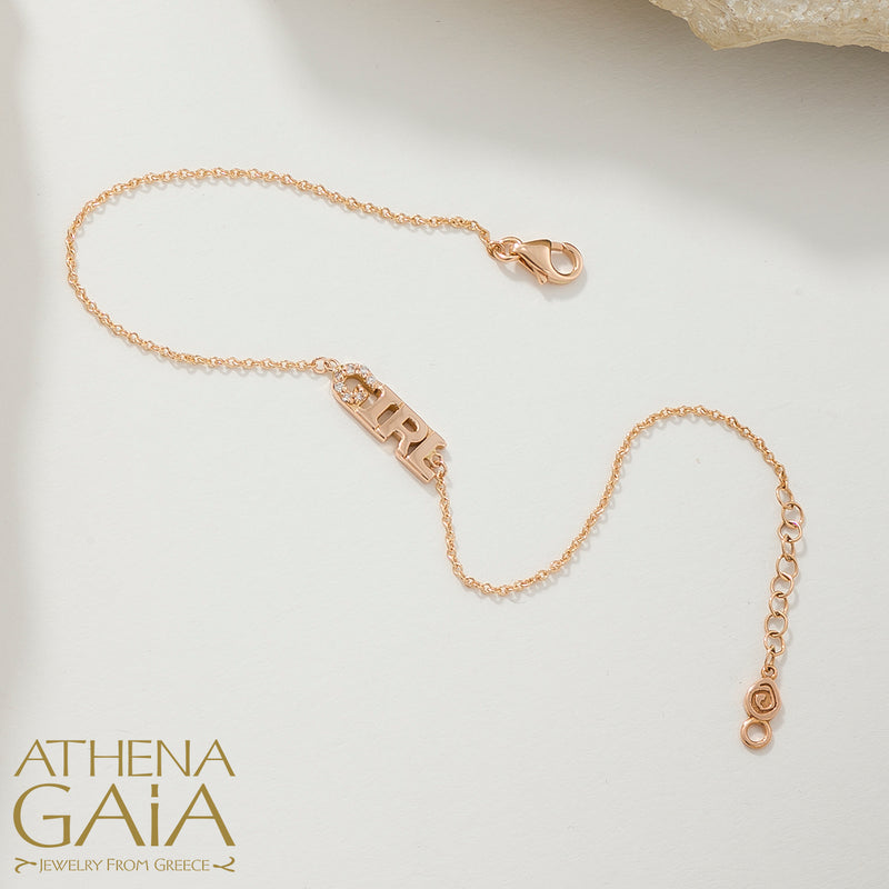 Personalized Gold and Diamonds Bracelet - 14k Gold Bracelet