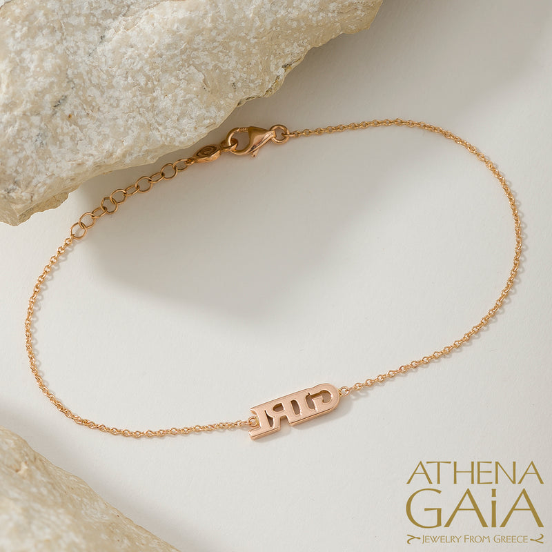 Personalized Gold and Diamonds Bracelet - 14k Gold Bracelet