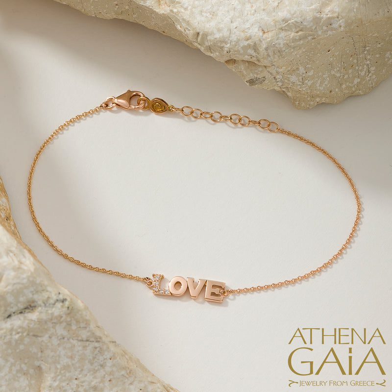 Personalized Gold and Diamonds Bracelet - 14k Gold Bracelet