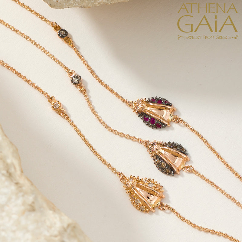 Golden Ladybug Gemstone Bracelet - 18k Gold Bracelet