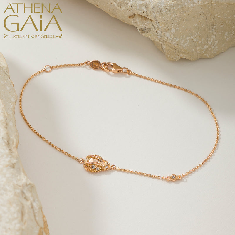 Golden Ladybug Gemstone Bracelet - 18k Gold Bracelet