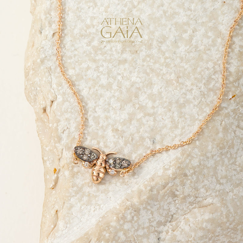 Golden Bee With Diamonds Bracelet - 14k Gold Bracelet