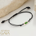 Enamel Evil Eye Bracelet - Adjustable Cord with Diamond Bracelet- 18k Gold