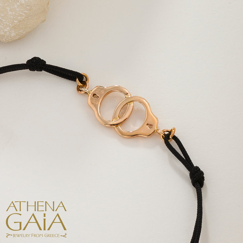 Golden Handcuffs - Adjustable Cord with Diamonds Bracelet - 14k Gold Bracelet