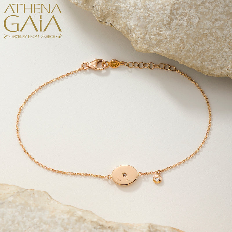 Oval Enamel Evil Eye with Diamond Bracelet - 18k Gold - Evil Eye Bracelet