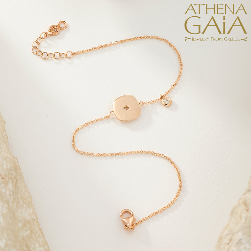 Square Enamel Evil Eye with Diamond Bracelet- 14k Gold - Evil Eye Bracelet