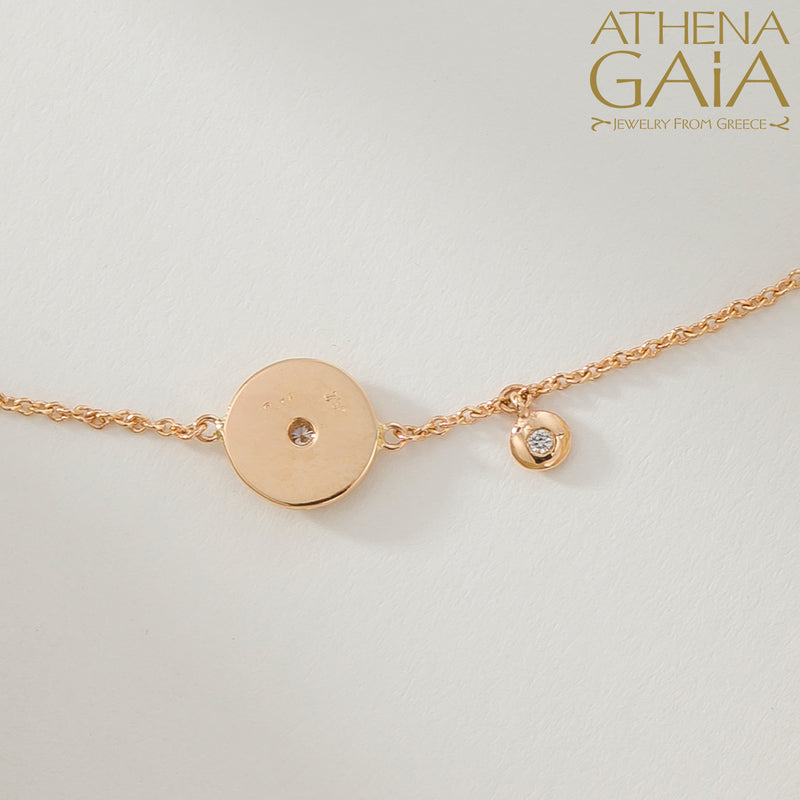 Round Enamel Evil Eye with Diamond Bracelet- 18k Gold - Evil Eye Bracelet