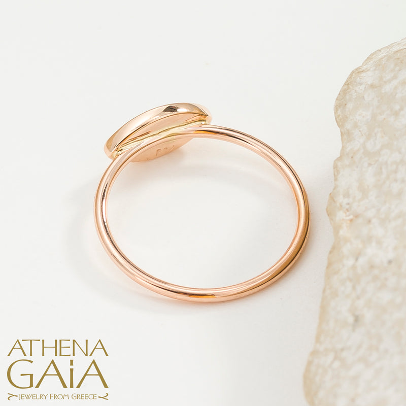 Oval Enamel With Diamond Evil Eye Ring - 14k Gold Ring