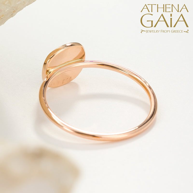 Square Enamel With Diamond Evil Eye Ring - 14k Gold Ring