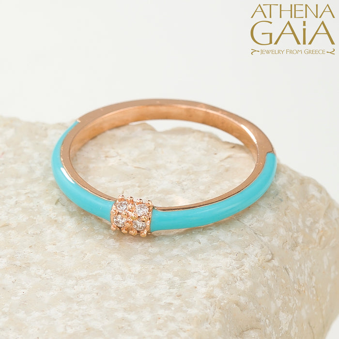 Diamond Cluster Enamel Stackable Ring