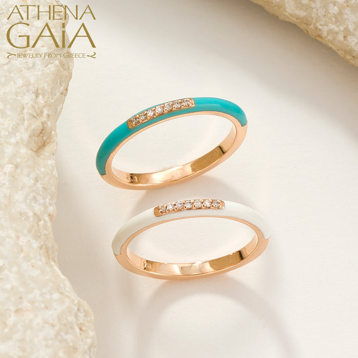 Diamond Line Enamel Stackable Ring