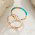 Diamond Line Enamel Ring - 18k Gold Ring - Stackable Ring