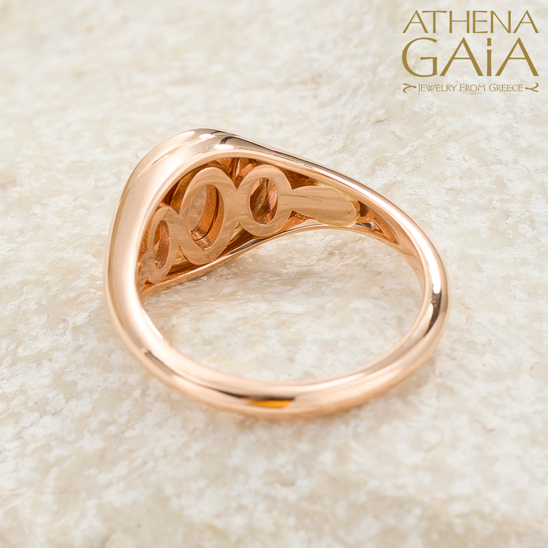 Diamond Initial Ring (Small) - 14k Gold Ring - Signet Ring