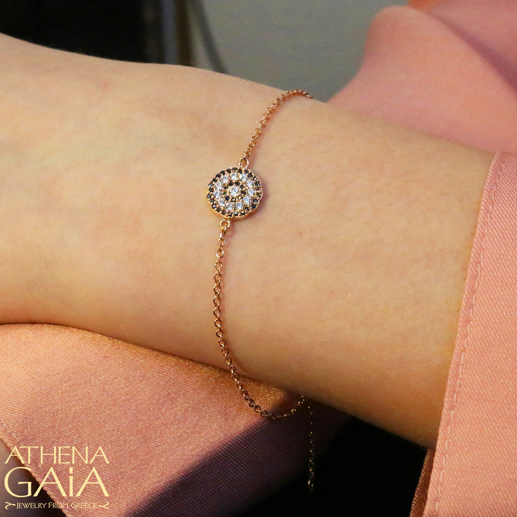 Double Circle Bracelet - 14k Gold - Evil Eye Bracelet (In-Stock)