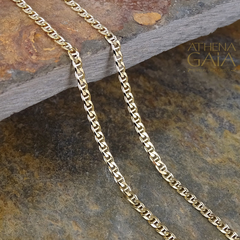 14k Gold Theta Flat Curb Chain