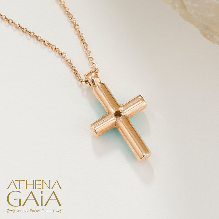 18k Gold Enamel Latin Cross