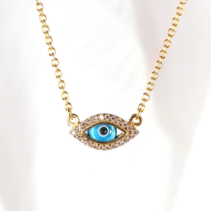 Angeliki Blue Matiaki Evil Eye & Cross Necklace (FINAL SALE)