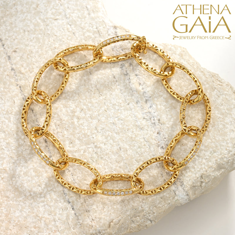 Alysis Oval Link Diamond Filigree Bracelet - 18k Gold Bracelet