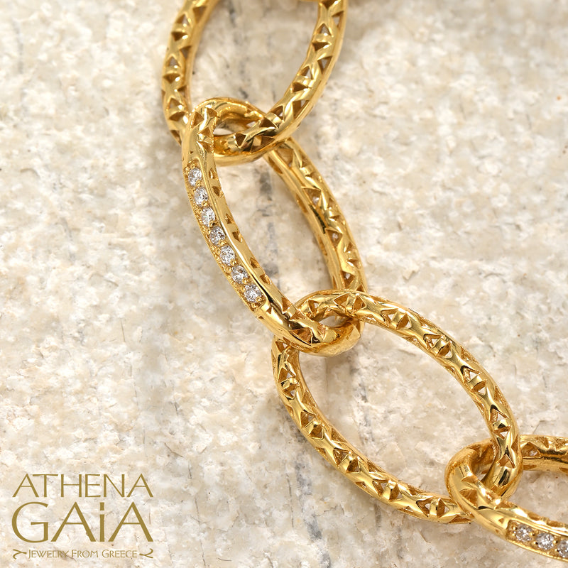 Alysis Oval Link Diamond Filigree Bracelet - 18k Gold Bracelet