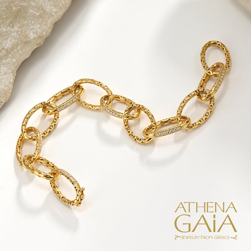 Alysis Oval Link Diamond Filigree Bracelet - 18k Gold Bracelet