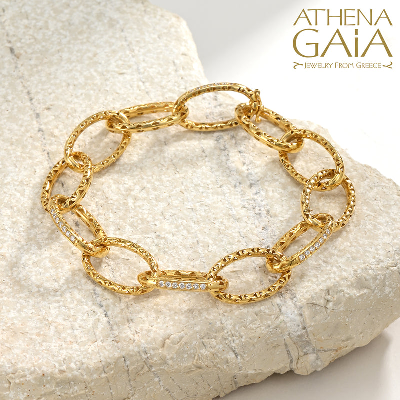 Alysis Oval Link Diamond Filigree Bracelet - 18k Gold Bracelet