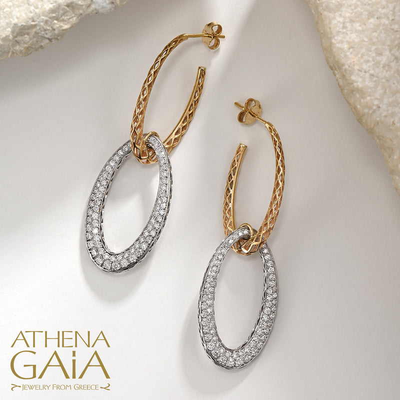 Alysis Ovals Diamond Earrings - 18k Gold Earrings - Chandelier Earrings