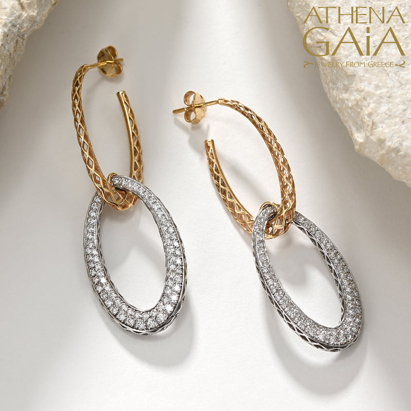 Alysis Ovals Diamond Earrings - 18k Gold Earrings - Chandelier Earrings