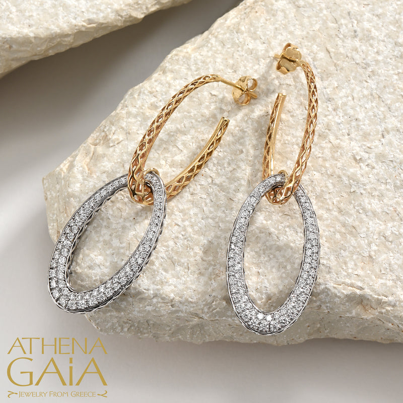 Alysis Ovals Diamond Earrings - 18k Gold Earrings - Chandelier Earrings