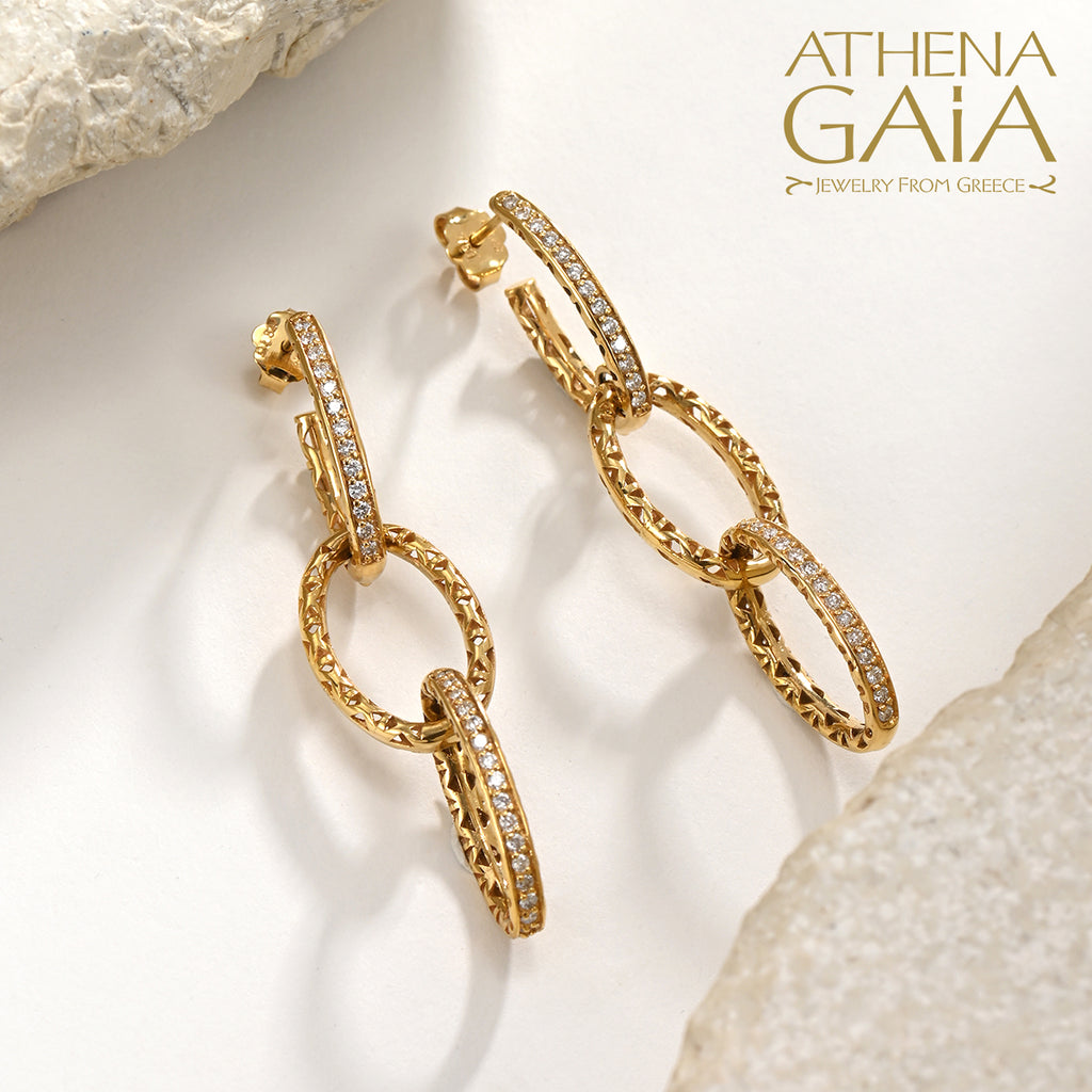 Alysis Oval Link Diamond Earrings - 18k Gold Earrings - Chandelier Earrings