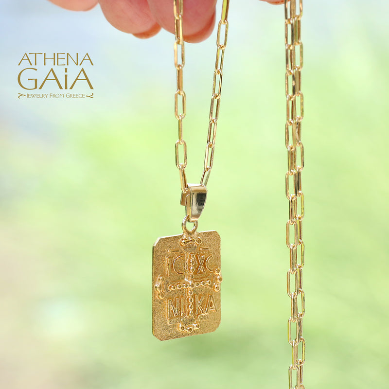 Justinian and Theodora Cross (Large) - 14k Gold - Tablet Konstantinata