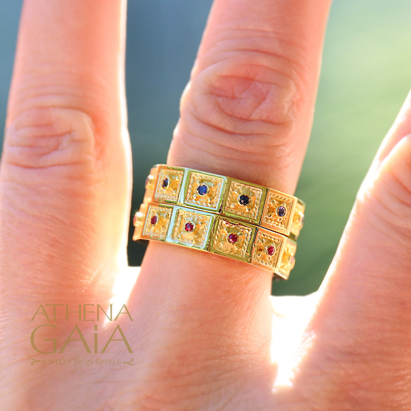 Thin Block Ring - 18k Gold Ring - Stackable Ring