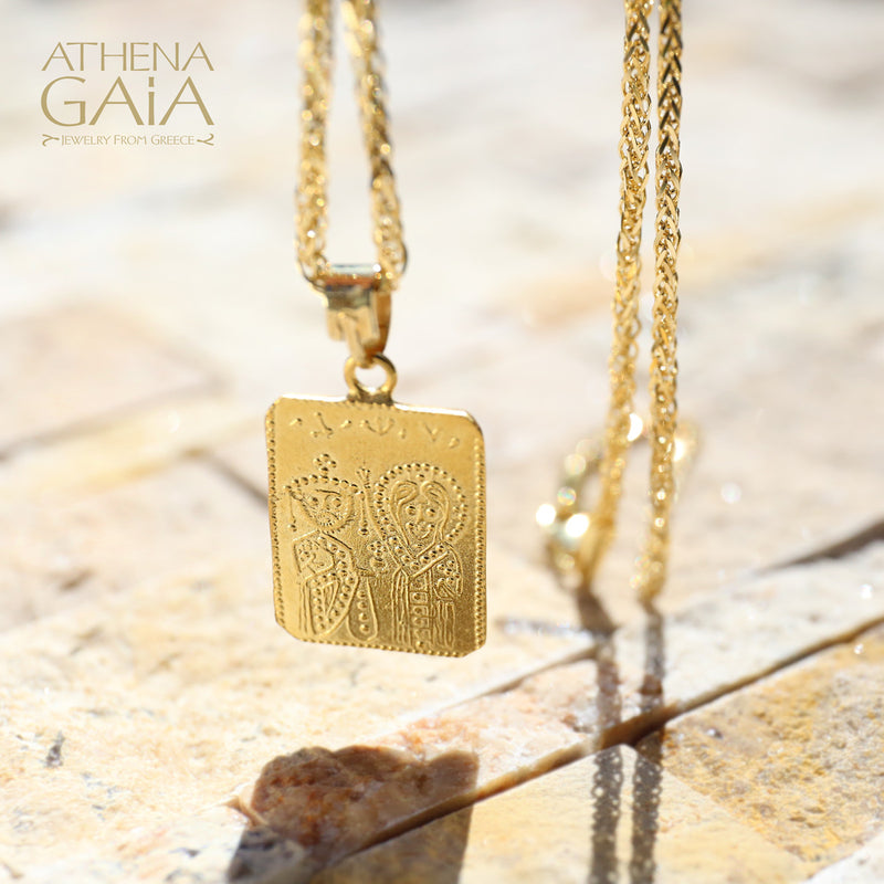 Justinian and Theodora Cross (Large) - 14k Gold - Tablet Konstantinata